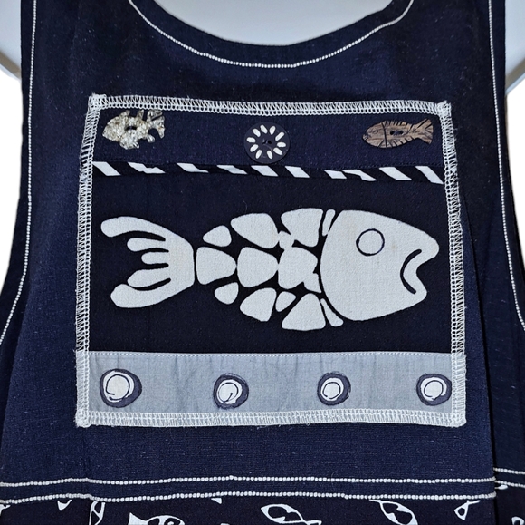 Studio X Fish Print Linen Blend Midi Dress - Picture 3 of 6